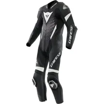 Dainese Laguna Seca 6 1-Teiler Motorrad Lederkombi, schwarz-weiss, Größe 55 für Männer