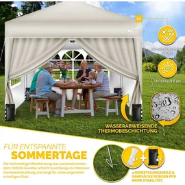 tillvex Faltpavillon 3 x 3 m inkl. 4 Seitenteile Beige
