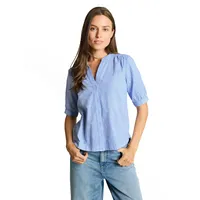 Tom Tailor Bluse mit V-Ausschnitt Blau 46