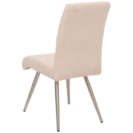 MCW Esszimmer-Set MCW-G55, 4er-Set Stuhl + Sitzbank 160cm, Edelstahl gebürstet Stoff/Textil Chenille ~ creme