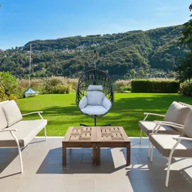 Mobili Rebecca Hängesessel, Grau, Metall, 1-Sitzer, Oval, 128x200x128 cm, Gartenmöbel, Hängesessel