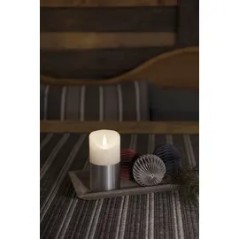 Konstsmide LED Echtwachskerze 13,5 cm weiß/silber