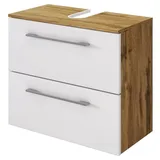 Held MÖBEL Unterschrank Unterbeckenschrank Livorno 30 cm Wotaneiche/matt weiß