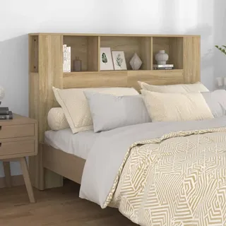 Festnight kopfteil Bett 140 mit ablage Kopfteil mit Aufbewahrung kopfteil Holz 140 Kopfteil-Regal Wand-Kopfteil Betthaupt Bettkopfteil Schlafzimmer-Sonoma Eiche-140x18,5x104,5 cm