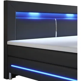Juskys Boxspringbett Norfolk Schwarz 180 x 200 cm