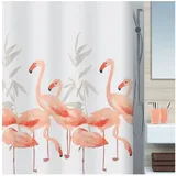 Spirella Duschvorhang - Anti-Bakteriell, waschbar, wasserdicht, Polyester, „Flamingo“ 240x180cm