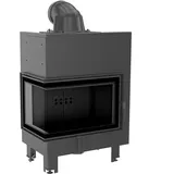 Kamineinsatz aus Stahl MBM links 10 kW Ø 200 gebogenes Glas schwarz Verkleidung - Schwarz