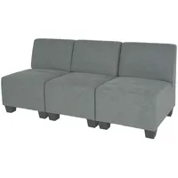 Mendler Modular 3-Sitzer Sofa Couch Lyon, Stoff/Textil ~ grau, ohne Armlehnen