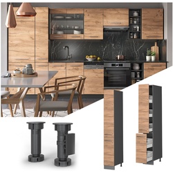Vicco Apothekerhochschrank Küchenschrank Küchenmöbel Fame-Line Anthrazit Eiche modern 30 cm Küche Einbauküche Einschübe Aufbewahrung Küchenzeile