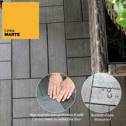 WellHome Marte Pack 3 Fliesen für Terrasse 55,5x55,5 cm Kreuz-Effekt in Dunkelgrau