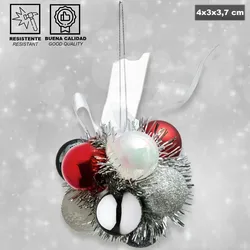 Atmosphera - Blume mit 11 bunten Weihnachtskugeln aus Kunststoff