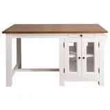 Casa Padrino Küchenbuffet Landhausstil mit 4 Glastüren und 2 Schubladen 150 x 85 x 80 cm Weiß / Dunkelbraun