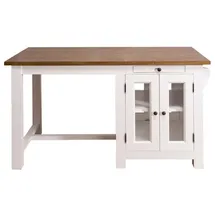 Casa Padrino Küchenbuffet Landhausstil mit 4 Glastüren und 2 Schubladen 150 x 85 x 80 cm Weiß / Dunkelbraun