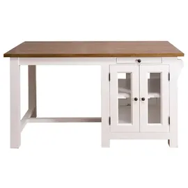 Casa Padrino Küchenbuffet Landhausstil mit 4 Glastüren und 2 Schubladen 150 x 85 x 80 cm Weiß / Dunkelbraun