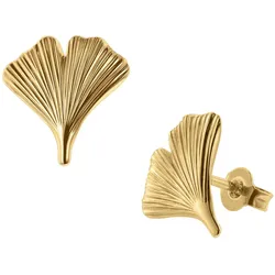trendor 75079 Damen Ohrringe 333 Gold Ohrstecker Ginkgo-Blatt