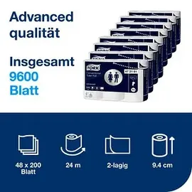 TORK Toilettenpapier 2-lagig geruchsneutral 48 Stück à 200 Blatt