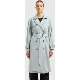 khujo Trenchcoat "HERA", Damen, Gr. XS, blau (bleached blau), Web, 100% Baumwolle, regular fit knielang, eingesetzt abgesteppte Kante verstellbar, Mäntel