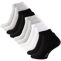 STARK SOUL 10 Paar Essentials Sneaker Socken, Baumwolle, schwarz weiss grau, Gr. 47-50
