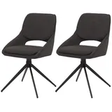 Mendler 2er-Set Esszimmerstuhl HWC-N73, Küchenstuhl, drehbar Auto-Return, Stoff/Textil Boucle (540g/m2) Öko-Tex ~ dunkelgrau