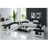 JVmoebel Sofa Moderne Leder Couchen Sofa Luxuriöse Sofagarnitur 3+2 Set, Made in Europe weiß
