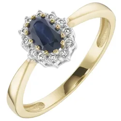 Luigi Merano Ring mit Saphir und Zirkonia, Gold 375 Ringe   Blau 