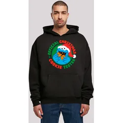 Kapuzenpullover F4NT4STIC "Sesamstrasse Weihnachten Keks Tester", Herren, Gr. M, schwarz, Obermaterial: 100% Baumwolle, casual, oversize, Langarm, Pullover, Premium Qualität