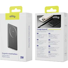 allity APB-300 Wireless Powerbank 5000 mAh Magsafe, Fast Charge USB-C®, Wireless Charging