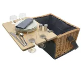 UNUS GARDEN Picknickkorb Weiden-Picknickkorb (41x29x24 (BxTxH), 4-Personen 33-teiliges Komplettset Serviertisch Picknickdecke Geschirr grau