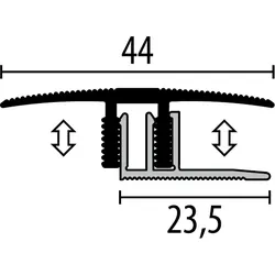 Parkettfreund Premium-Parkett-Übergangsprofil PF 588 F2 edelstahloptik 900x44 mm - 10 - 16 mm Aluminium eloxiert gerillt