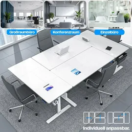 Kesser KESSER® Schreibtisch elektrisch & Ergonomisch Stehen & Sitzen 3-Memory 360° Rollen USB-Ladeanschluss 160x70cm Weiß | Weiß