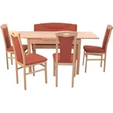 HOFMANN LIVING AND MORE Essgruppe »6tlg. Tischgruppe«, (Spar-Set, 6 tlg., 6tlg. Tischgruppe), Stühle montiert, orange