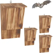 Relaxdays Fledermauskasten geflammt 4er Set Braun