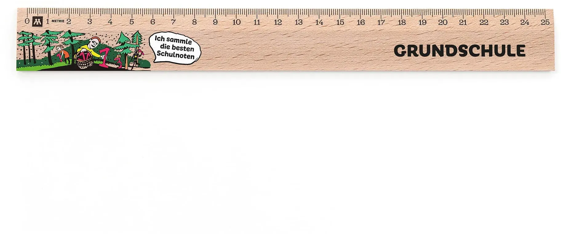 Metrie, Didakt-M07 Holzlineal, bedrucktes Ich sammle die besten Schulnoten, 25 cm