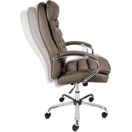 TPFLiving bequemer XXL Bürostuhl Chefsessel XXL belastbar bis 210 kg, braun | Wippfunktion + Fixierfunktion | stabile Castor Rollen - Braun