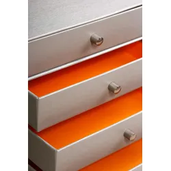 Rhodiarama Schubladenbox mit 4 geschlossenen Laden, Kunstleder, 24,8x32 ,7x22,8cm - Silber 318861C