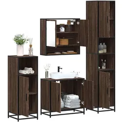 4-tlg. Badmöbel-Set Braun Eichen-Optik Holzwerkstoff