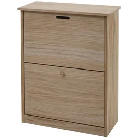 Mendler Schuhkipper HWC-K45, 81x60x25cm 2 Klappen, MDF ~ naturbraun