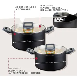 Fackelmann Topf-Set 4-tlg. 2 x Kochtopf Ø20 cm + 2 x Kochtopf Ø24 cm
