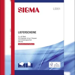 SIGMA LS001 Lieferscheine, selbstdurchschreibend, 3x40 Blatt, A5, 5 Stück