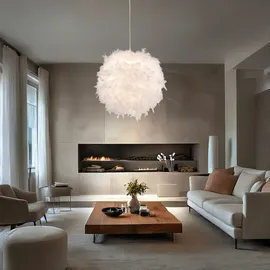 GLOBO Federlampe 1-flg. 60 cm rund weiß Textil