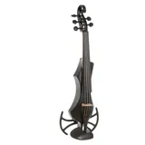 Gewa E-Violine, elektronische Violine, Novita 3.0 Schwarz mit Adapter für Schulterstützen, 5-saitig