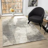 VIMODA Kurzflor Teppich Modern Wohnzimmer Schlafzimmer Weich mit Muster, Farbe:Streifen-2, Maße:160x230 cm