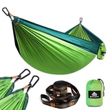 NatureFun Ultraleichte Reise Camping Hängematte | 300kg Tragkraft (275 x 140 cm) Atmungsaktiv, Schnelltrocknendes Fallschirm Nylon | 2 x Premium Karabiner,2 x Schlingen| Drinnen Draußen Garten