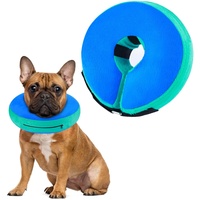 FWLWTWSS Aufblasbare Halskrause Hund & Halskrause Katze, Schutzkragen Hund mit Verstellbarer Klettverschluss, Hundekragen Leckschutz für Genesung nach Operationen oder Wunden für Hunde(Blau M)