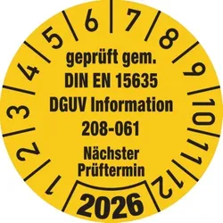König Werbeanlagen Dreifke® Jahresprüfplakette, DGUV Information 208-061, Ø 30 mm - 30 mm Folie selbstklebend