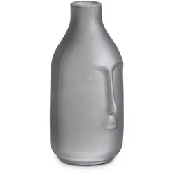 Vase Gesicht 13 cm Glas Grau