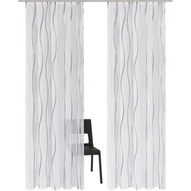 OTTO home Dimona Gardine Kräuselband 140x145 cm weiß/silberfarben/grau 2 St.