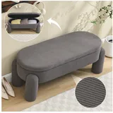 Totnz Polsterbank Sitzhocker mit Stauraum 104x36x15 cm aus Cordstoff (21 cm Bodenfreiheit, für Wohnzimmer, Schlafzimmer und Flur), pflegeleicht für Ordnung im Alltag grau