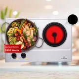 Klarstein Glaskeramik Kochfeld, Einbau-Kochfeld mit 2 Platten, 2400 W Elektro Kochfeld zum Kochen, Modernes Glaskeramikkochfeld, Glaskeramik Herdplatte mit 2 Kochfelder, Einbau Kochfeld Keramik