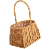 Tragbarer Weidenkorb Mit Griff Aus Pp-rattan, Handgeflochtener Korb Für Obst Und Gemüse, Geschenkidee, 19 X 14,5 X 28,5 Cm